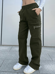 Straight Leg Cargo Pants, Y2K Streetwear Casual Pants, Women's Clothing