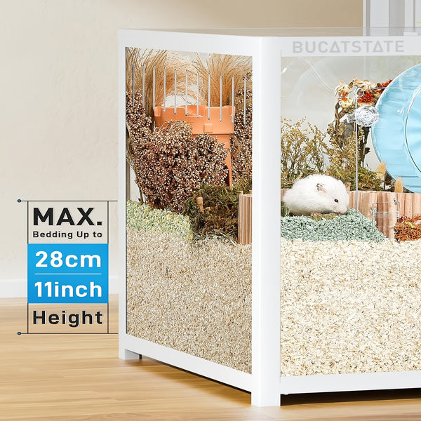 (Free 20L Random Color Paper Bedding)BUCATSTATE 120cm Hamster Cage 3.0 : Spacious Stackable Metal Cage For Dwarf And Syrian Hamsters, Gerbils, And Mice-Easy Top Access And Quick Assembly