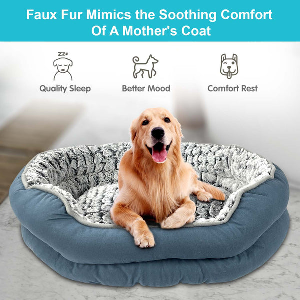 Dog Bed - Washable Rectangle Dog Beds, Anti-Anxiety, Soft Plush Non-Slip Bottom Pet Bed Mattress Mat Machine Washable