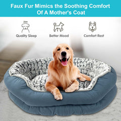 Dog Bed - Washable Rectangle Dog Beds, Anti-Anxiety, Soft Plush Non-Slip Bottom Pet Bed Mattress Mat Machine Washable