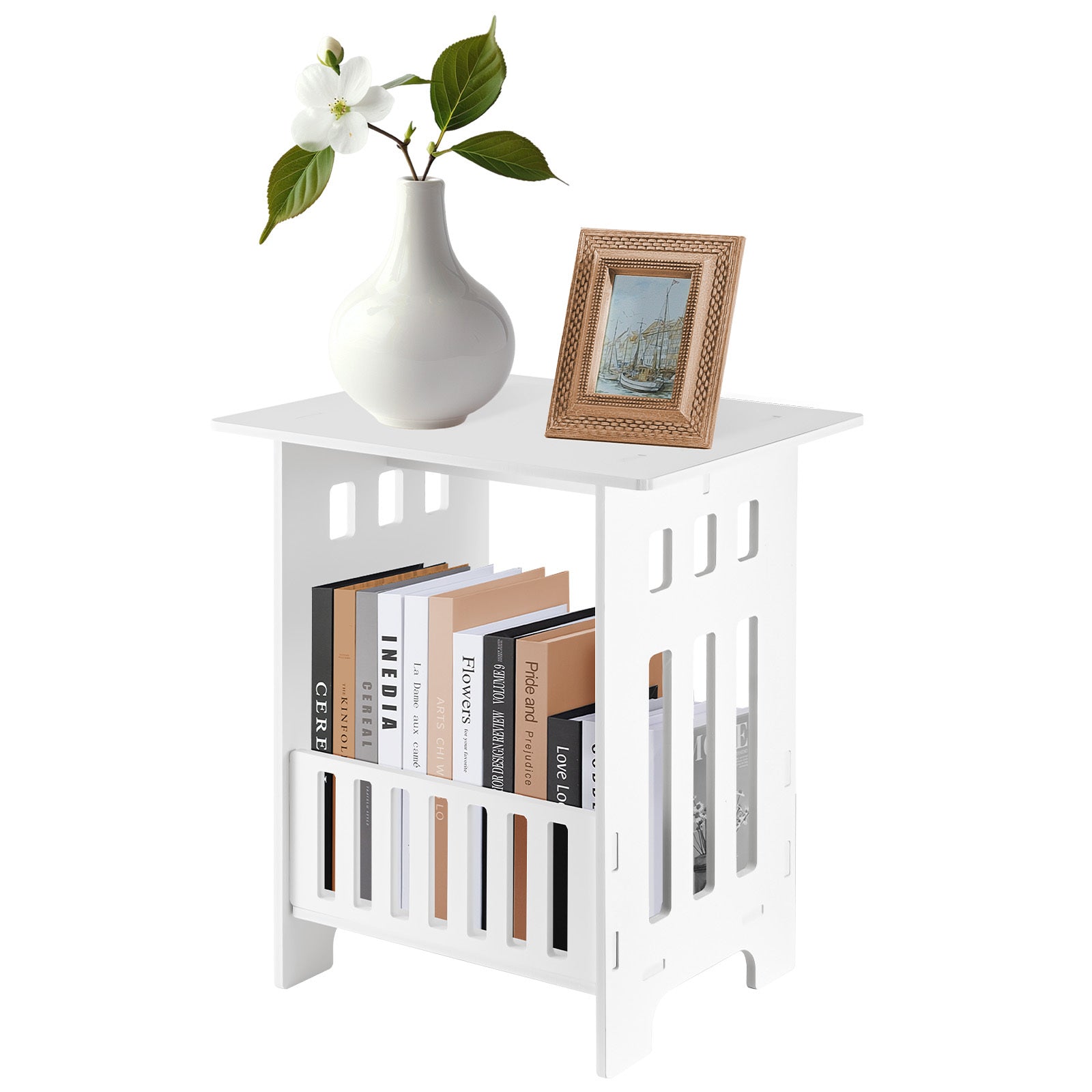 Small Side Table Side End Coffee Table Beside lamp Stand Nightstand Storage Shelf for Living Room Bedroom Bathroom Office Hallway White