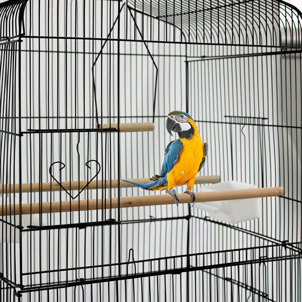 Large Metal Bird Cage for Budgie Parakeet Canary Cockatiel Finch or Lovebird by Crystals (Black)