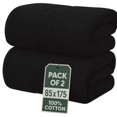 Set of 2 Jumbo Extra Large Bath Sheets – 85 x 175 cm Super Soft, Highly Absorbent, Quality Towels for Bathroom, Spa, Gym & Hotel Use