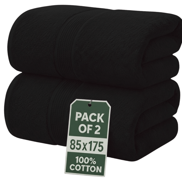 Set of 2 Jumbo Extra Large Bath Sheets – 85 x 175 cm Super Soft, Highly Absorbent, Quality Towels for Bathroom, Spa, Gym & Hotel Use