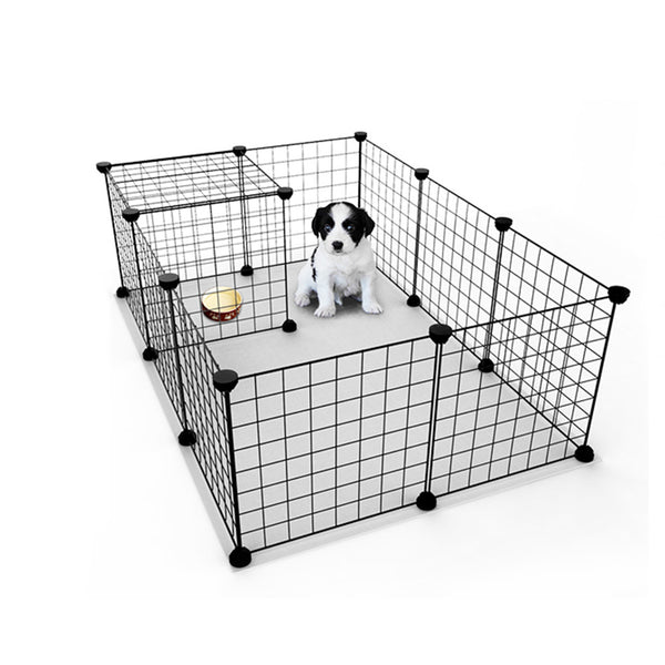 Pet Playpen Metal Wire Fence 12 Panel Enclosure Indoor Outdoor Guinea Pig Rabbit Small Animals Cage, Dog Playpen, Cat Playpen, Small Animal Playpen, Pet Playpen, Dog Fence for Puppy, Rabbit, Kitten, Hamster, Guinea Pig, Turtle, Hedgehog, 24 Plastic Buckle