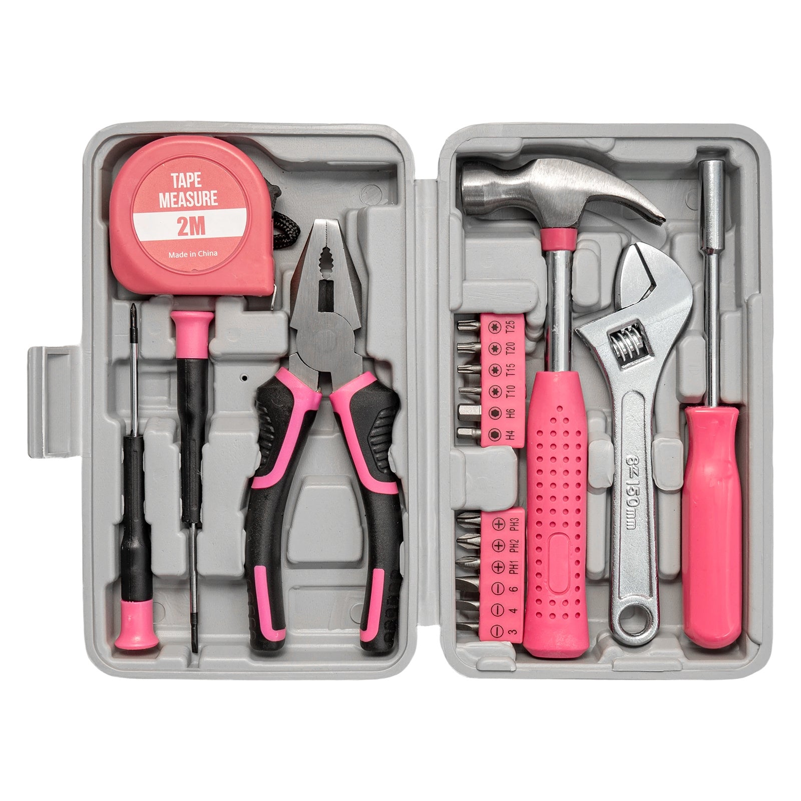 Pink Home Repair Tool Kit - Portable Hand Tool Set with Hammer, Vise, Wrenches, Screwdrivers & More - Ideal for DIY Projects & Emergency Car Maintenance - Perfect Christmas Gift for Women, DIY Tool Kit | Stylish Pink Tools | Organized Tool Storage