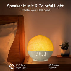 Sunrise Alarm Clock, Sound Machine for Sleep, Snooze, Timer, Dimmable Night Light, 30 Soothing Sounds, White Noise Machine, Wake Up Light for Bedrooms, Adults, Heavy Sleepers
