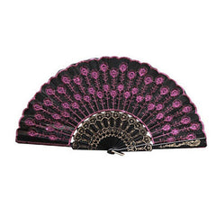 Spanish Lace Silk Folding Hand Held Dance Fan Flower Pattern for Party Wedding
