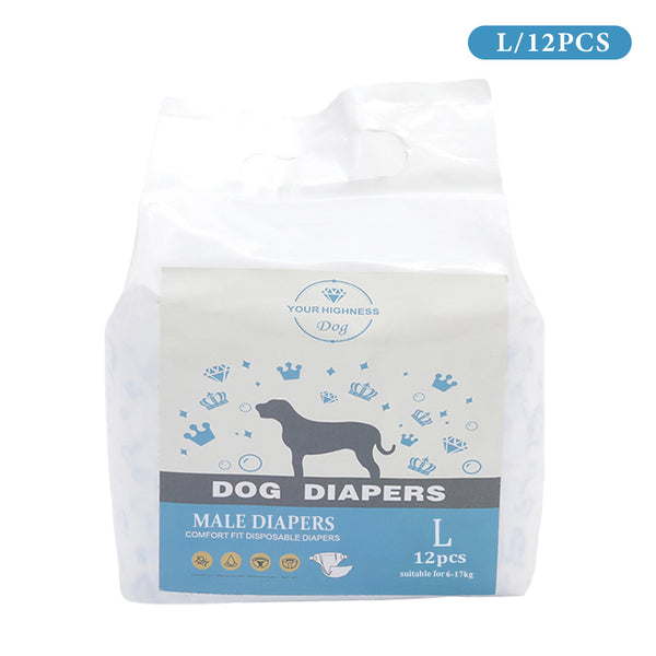 Disposable Dog Nappies Male, Male Dog Wraps, 12pcs Dog Belly Bands, Wetness Indicator, Super Absorbent, Leak-Proof, Incontinence,Stretchy Pants, 4 Size for 3 - 25kg Male Dog