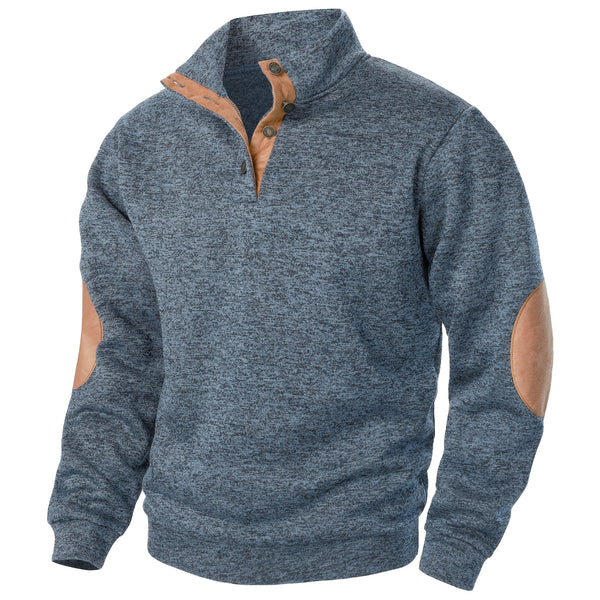 Men'S Long-Sleeve Casual Knit Shirt with a Stand Collar for Autumn And Winter, Suitable for Golf And Camping, Sold in a Set of Three