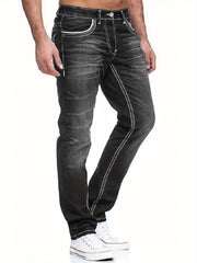 Men's Thick-thread Washed Denim Jeans