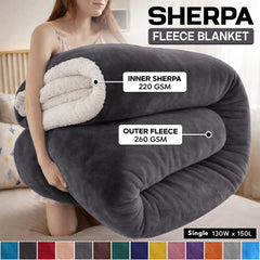 1pc Luxurious Double-Sided Sherpa Throw Blanket – Soft, Warm & Cozy Contemporary Blanket, Machine Washable, Perfect for Couch, Bed, Office & Travel, Ideal Gift