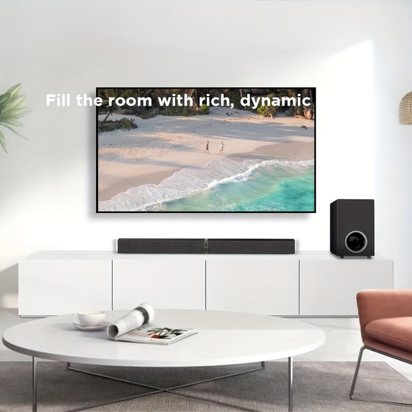 SoundBar with Subwoofer, Sound Bar for Smart TV, Wireless 5.0 Soundbars, Deep Bass, TV Audio System with ARC/Opt/AUX for Enhanced Home Theater Sound Speaker with Infrared Remote Control