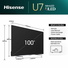 Hisense 100U7NQTUK 100 Inch Mini-Led 4K UHD Smart TV