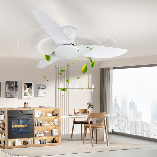 Modern Ceiling Fan Light with Remote Control - Dimmable Fixture, 6-Speed Adjustable Fan & 3-Tier Color Temperature (3000K/4500K/6500K), Timer, Suitable for, Semi-Recessed Installation, Bohemian Style Ceiling Light with Fan