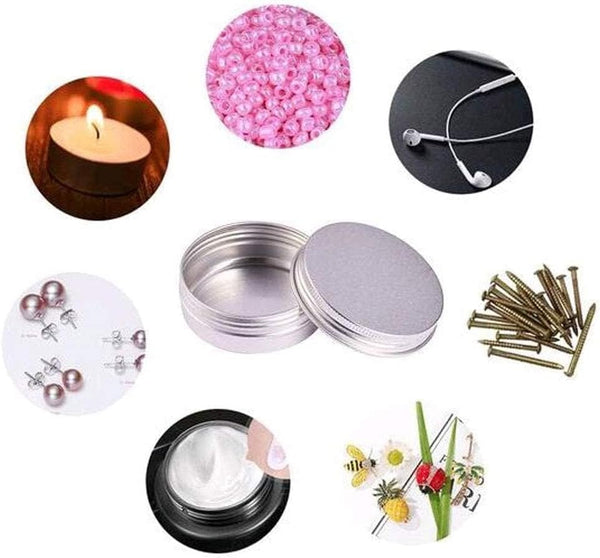20Pcs 15 Ml Aluminium Tin Jars Empty Cosmetic Jars Sample Containers Pots Lip Balm Containers Small Tin Cans with Lids Travel Pots for Toiletries Travel Makeup Creams Powder Mineral DIY Candles