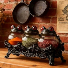 3pcs Witch Frog-Shaped Spice Jars, with Frog Lids, Are Kitchen Storage Containers in A Retro Style. They Can Be Used to Store Spices, Herbs And Salt. They Are Unique Home Decorations And Storage Jars. for Halloween