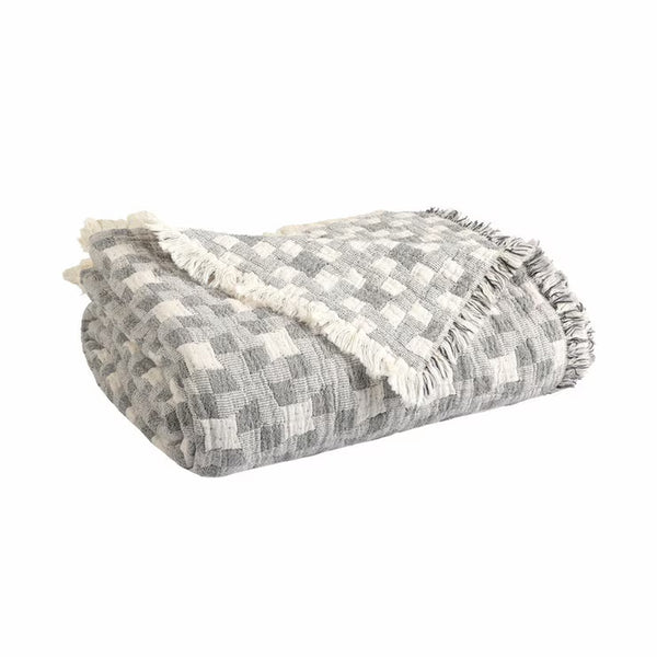 Life Comfort Reversible 100% Cotton Gauze Grey Throw, 127 X 162 Cm
