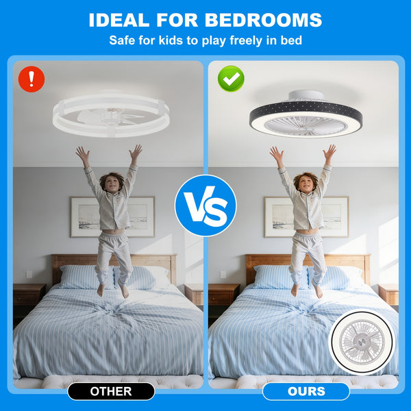 Ceiling Fan with Light And Remote, 6 Speeds, 3 Colors, Modern LED Ceiling Light with Fan, Low Profile, Ceiling Lamp with Fan, Fan Lamp, for Living Room, Bedroom, Dinning Room, Kitchen, Office