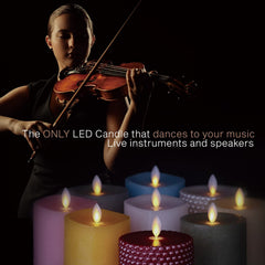 LENCARTA LED Flameless Candle Classic Ivory 6 Inch Wax Shell | Battery Powered Music Rhythm Sensing Flicker-Effect Pillar with Remote Control for Home Decor
