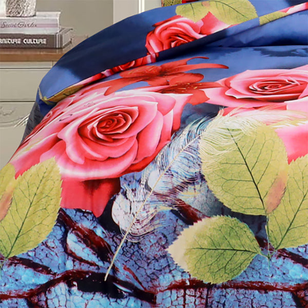 4pcs Printed Duvet Cover Set, Soft Comfortable Multi-design Printed Bedding Set, For Bedroom, Guest Room (1 Fitted sheet + 2 Pillowcases + Without Core) Trendy Design, Soft Fabric, Brushed Material, Lightweight