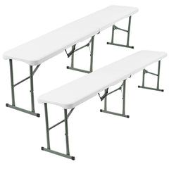 6FT Folding Bench - Portable White Folding Garden Bench for Indoor/Outdoor Use, Suitable for Dining, Picnics, BBQs, Camping, and Versatile Seating in Gardens, Patios, or Events