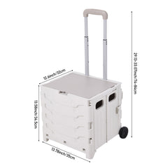 Grey/ Green Foldable Office Trolley, Portable Folding Shopping Trolley, Two-wheel Large-capacity Storage Box, Portable Pushable Shopping Cart Storage Box, Adjustable Railings