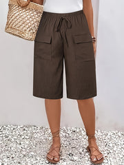 Circle 3pcs Set Standard Size Women's Shorts Casual Beach Pants with Pockets
