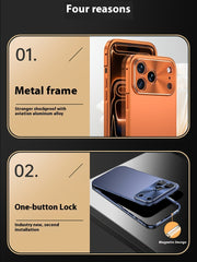 Phone Case: Magnetic Metal Phone Case for iPhone 17 Pro Max 2-in-1 Design Aluminum Alloy Frame Backplate Ultra Thin Protective Cover Comes