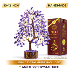 Amethyst Crystal Tree of Life – Natural Crystal Figurines, Crystals and Gemstones Trees Decor for Home Office Desk, Spiritual Feng Shui Ornament, Meditation Reiki Crystal Gift for Women and Men, Living Room Ornament, Gift Box Included with Mini Crystal Gu