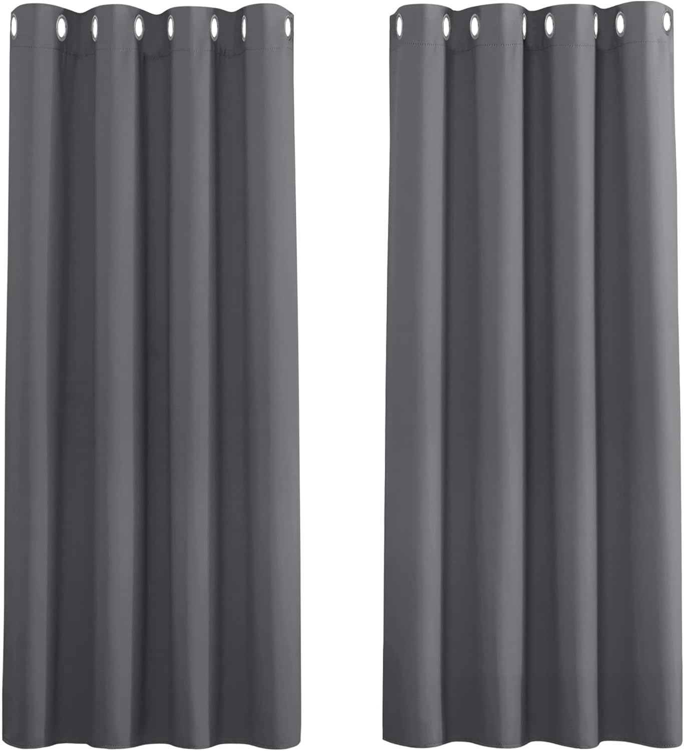 PONY DANCE Grey Blackout Thermal Insulated Curtains for Bedroom, 46 X 54 Inch Short Eyelet Curtains & Drapes, Soft Black Out 2 Panels for Window Living Room/Kitchen