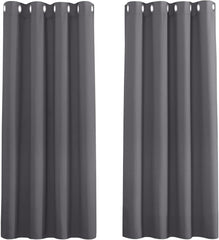 PONY DANCE Grey Blackout Thermal Insulated Curtains for Bedroom, 46 X 54 Inch Short Eyelet Curtains & Drapes, Soft Black Out 2 Panels for Window Living Room/Kitchen