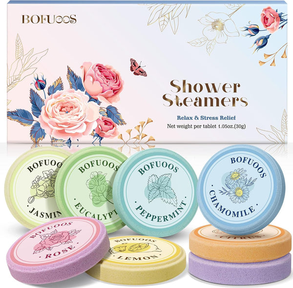 Gifts for Women Shower Steamers Aromatherapy with Essential Oil for SPA Stress Relief, Bath Bombs for Christmas Stocking Fillers Advent Calendar 2025 Gifts for Mum (8 Pcs)