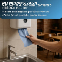 12 X Efforias Centrefeed Blue Rolls | 2 Ply Embossed Paper Towels | Strong & Absorbent | Perfect for Commercial & Kitchen Use Cleaning Toilet