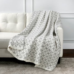 Life Comfort Reversible 100% Cotton Gauze Grey Throw, 127 X 162 Cm