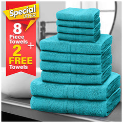 8pcs Egyptian Cotton Towel Set | Quick-Drying & Highly Absorbent