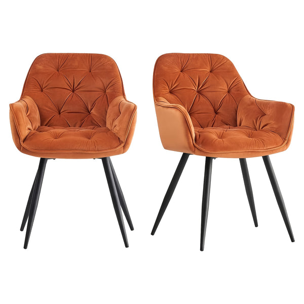 Dining Chairs with Velvet Thick Padded Upholstered Kitchen Tub Chair Armchair with Backrest Metal Legs Living Room Reception Leisure Chairs for Bedroom Lounge Office