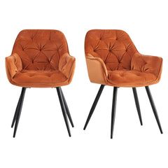 Dining Chairs with Velvet Thick Padded Upholstered Kitchen Tub Chair Armchair with Backrest Metal Legs Living Room Reception Leisure Chairs for Bedroom Lounge Office