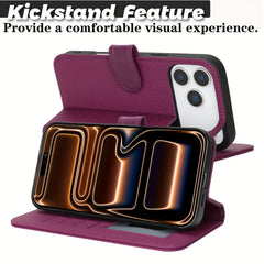 Phone Case: Magnetic Closure Genuine Leather Wallet Case for iPhone 17 Series RFID Blocking 4 Card Slots Premium Protection for 17 Pro Max 17 Air 17 Pro