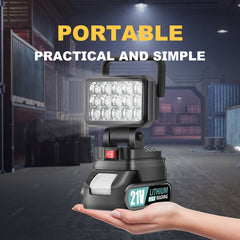 21V Portable LED Work Light, Outdoor Flashlight, Spotlight, Work Light, On-site Lighting, Workplace Lighting, with One Battery, Outdoor Construction Site Lighting, Christmas Gift,