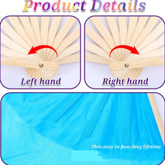 2pcs Women Belly Dance Fans Dancing Fans Colorful 180Cm Long Streamers Veil Fan Chinese Bamboo Foldable Fan for Dancing Performances