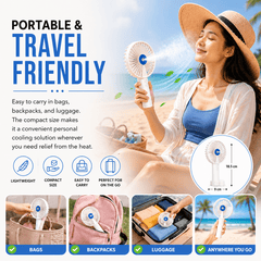 Portable Rechargeable Handheld Fan with Phone Holder, 3 Speed Settings, USB Rechargeable 1200mAh Battery, Personal Cooling Fan with Water Mist Function for Home, Office, Travel & Outdoor Use