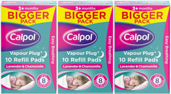 Calpol Vapour Plug Refills XL 10 Count (Pack of 1), Lavender & Chamomile, Helps with Clear and Easy Breathing, Vapour Plug in & Nightlight Refill Pads for Soothing 8 Hour Night-Time, 3+ Months