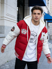 Men'S American-Style Embroidered Hoodie Jacket for Couples, Thickened for Autumn And Winter, Baseball Coat