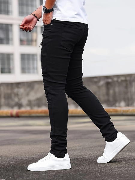 Spring And Autumn Fashion Hong Kong Style Classic Commuter Pants Easy Fashion Casual Daily Slim Fit Jeans Men