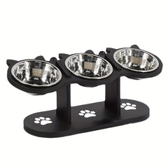 Adjustable Three Bowl Dog Cat Feeder Elevated Raised Stand Food Feeding Pet Bowl