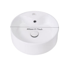 Bathroom Counter Top Sink Cloakroom Toilet Hand Washing Bowl Basin with Waste Pipe Kits Round Ceramic Sink 400*400*155mm