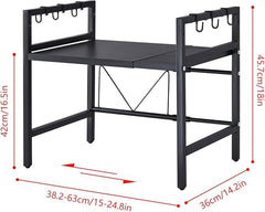 QuickTurn Expandable Microwave Oven Rack Kitchen Countertop Over Microwave Stand Shelf Unit White 2 Tier Space Saving Standing Baker'S Racks for Air Fryer