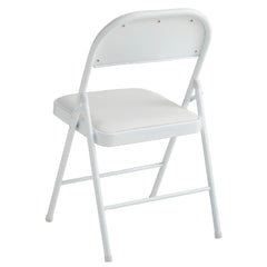 Set of 2 Folding Chairs, Faux Leather Foldable Chairs with Metal Frame and Padded Seat, Easy to Fold and Store for Home, Office, Dining and Reception