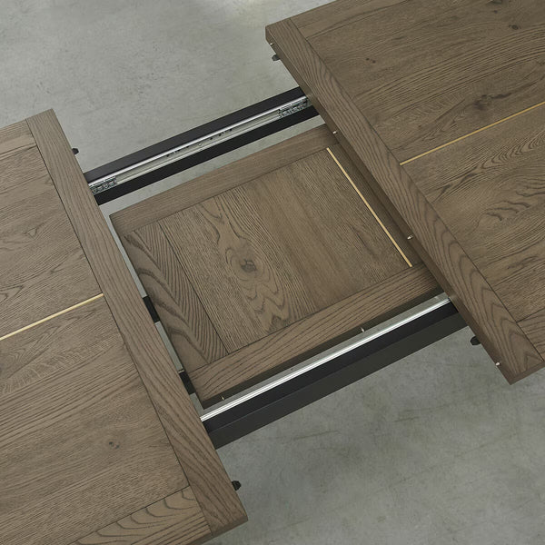 Bentley Designs Camden Weathered Oak & Peppercorn Extending Dining Table, Seats 6-8